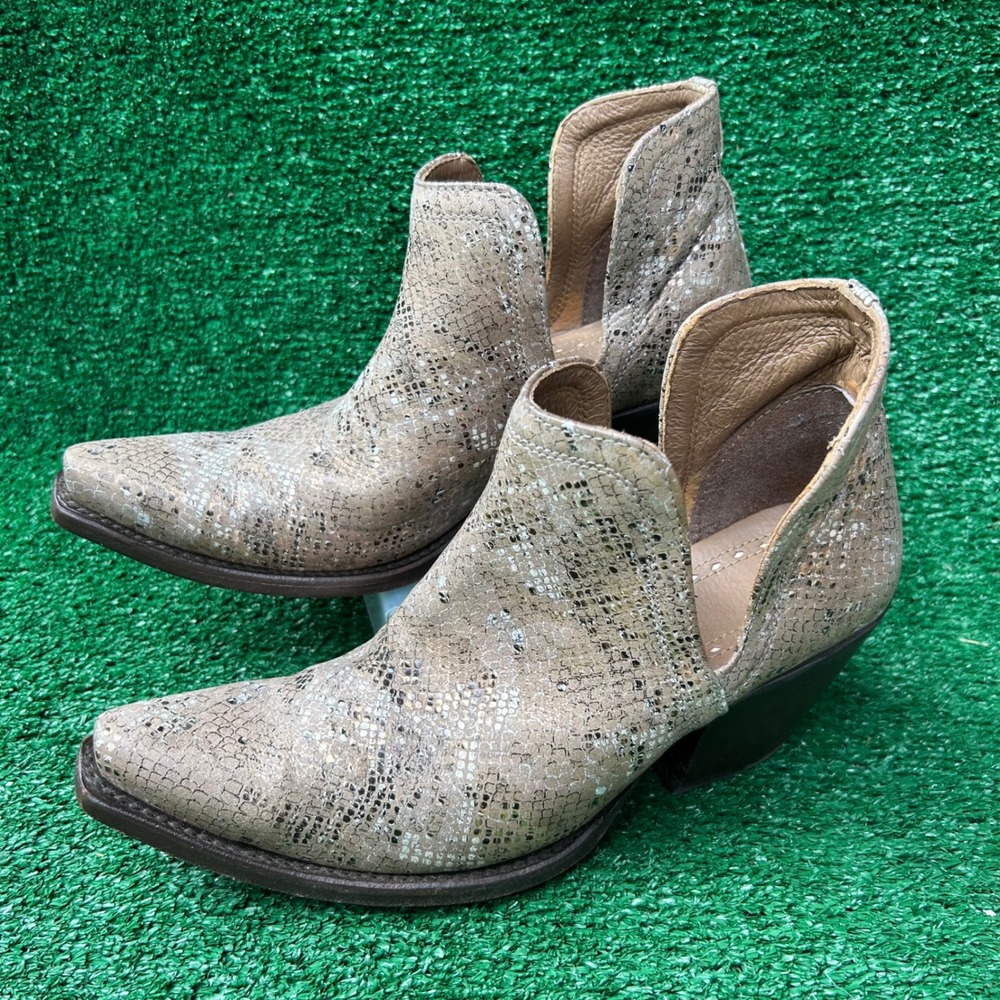 Ariat Dixon Western Snakeskin Print Leather Booties Tan Grey 10029650 Women 9.5B
